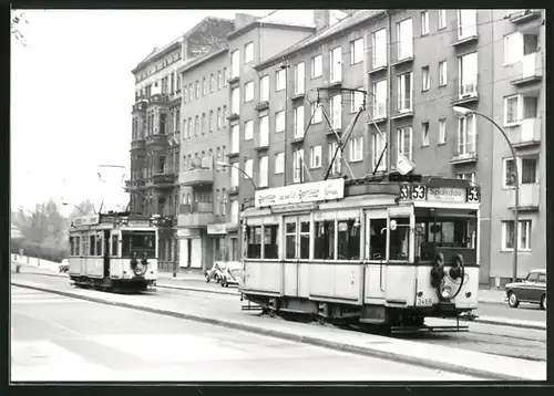 Fotografie Strassenbahn-Triebwagen Nr. 3466, Linie 53 Richtung Spandau