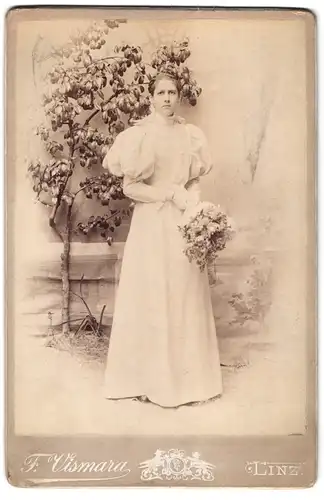 Fotografie F. Vismara, Linz, Altstadt 17, Junge Dame in weissem Kleid