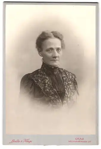 Fotografie Spalke & Kluge, Graz, Beethovenstrasse 27, Portrait einer älteren Frau