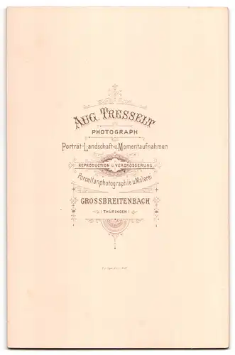 Fotografie Aug. Tresselt, Grossbreitenbach / Thür., Portrait junger Knabe im Anzug mit Mittelscheitel