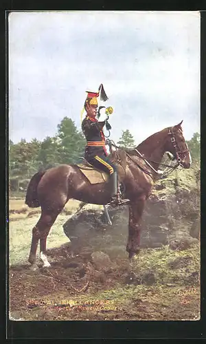 AK 5th Royal Irish Lancers, britischer Soldat auf Pferd