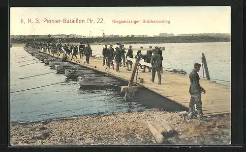 AK II. K. S. Pionier-Bataillon Nr. 22, Kriegsmässiger Brückenschlag