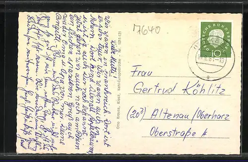 AK Kehl /Rhein, Rheinpartie, Kirche, Denkmal