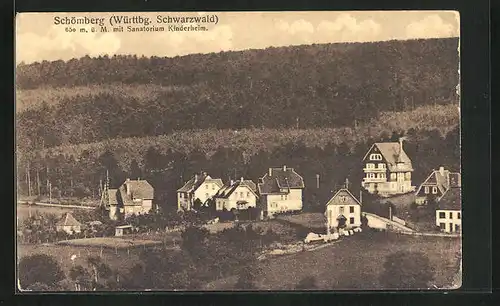 AK Schömberg i. Schwarzwald, Teilansicht mit Sanatorium Kinderheim