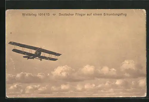 AK Deutsches Flugzeug auf einem Erkundungsflug