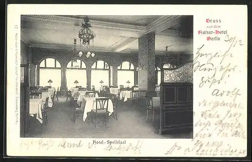 AK Berlin, Kaiser-Hotel, Speisesaal, Innenansicht