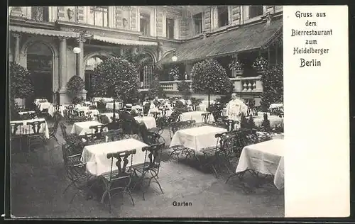 AK Berlin, Gasthaus zum Heidelberg, Garten