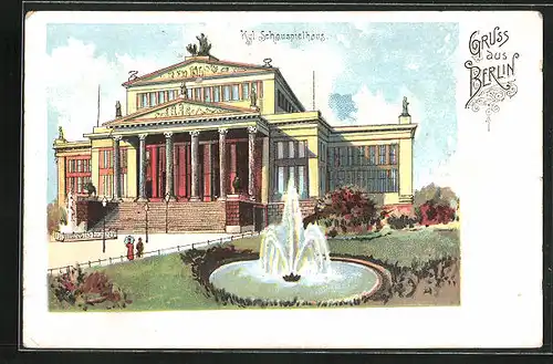 Lithographie Berlin, Königliches Schauspielhaus am Gendarmenmarkt