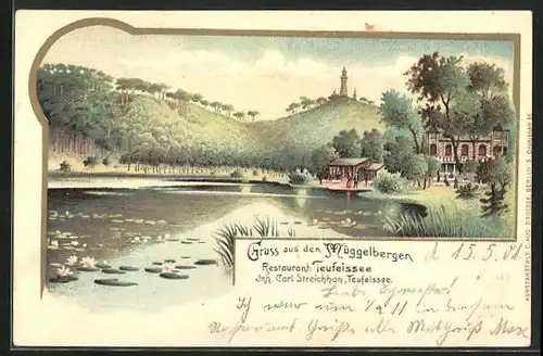 Lithographie Berlin-Köpenick, Restaurant Teufelssee in den Müggelbergen