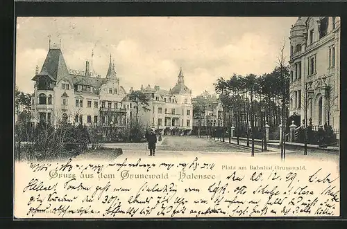 AK Berlin-Halensee, Platz am Bahnhof Grunewald