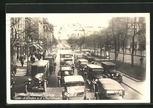 AK Berlin, Berliner Verkehr Unter den Linden a. d. Charlottenstrasse