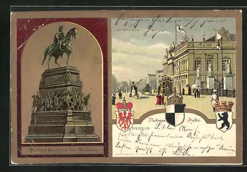 Künstler-AK Berlin, Ruhmes Halle, Denkmal Friedrich der Grosse
