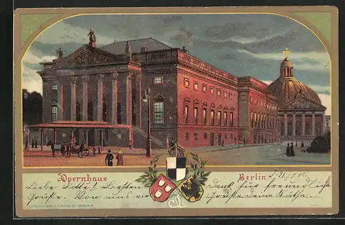 Künstler-AK Berlin, Opernhaus und Hedwigskirche