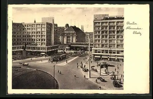 AK Berlin, Alexanderplatz mit Strassenbahn