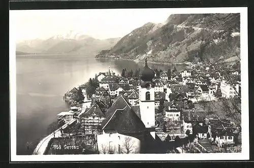 AK Gersau, Teilansicht mit Kirche