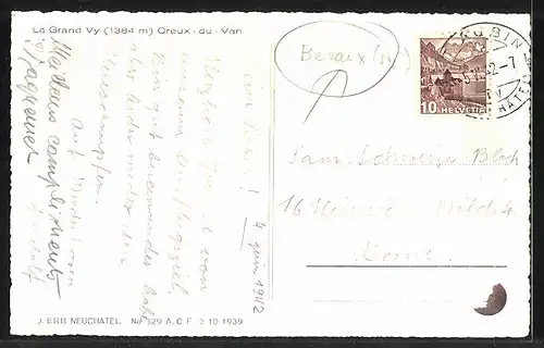 AK Bevaix, Creux-du-Van, La Grand Vy, Kühe auf der Weide