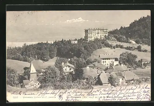 AK St-Cergues, Ortsansicht gegen Mont Blanc
