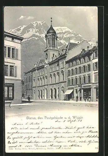 AK Glarus, Postgebäude und der Wiggis