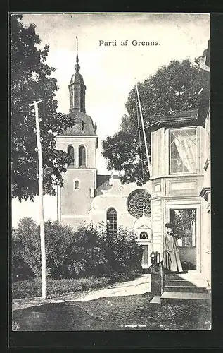 AK Grenna, Ortspartie an der Kirche