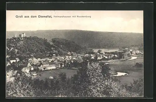 AK Helmarshausen im Diemeltal, Ortsansicht mit Kruckenburg