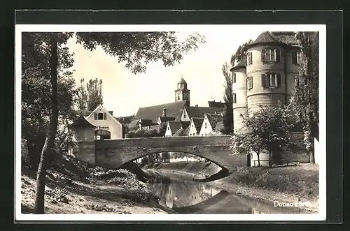 AK Donauwörth, Ortspartie mit Brücke