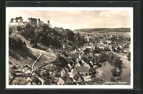 AK Harburg in Bayern, Totalansicht aus der Vogelschau