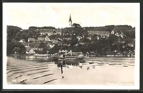 AK Diessen am Ammersee, Blick über den See zum Ort