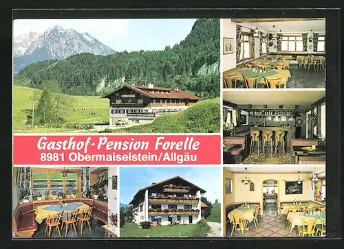 AK Obermaiselstein /Allgäu, Sechs Ansichten von Gasthaus-Pension Forelle