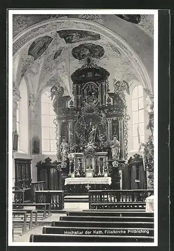 AK Prittriching, Hochaltar der Kath. Filialkirche