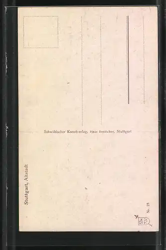 Künstler-AK Stuttgart, Strassenpartie in der Altstadt