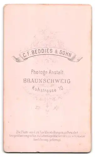 Fotografie C. F. Beddies, Braunschweig, Kuhstr. 10, Portrait stattlicher Herr mit Vollbart