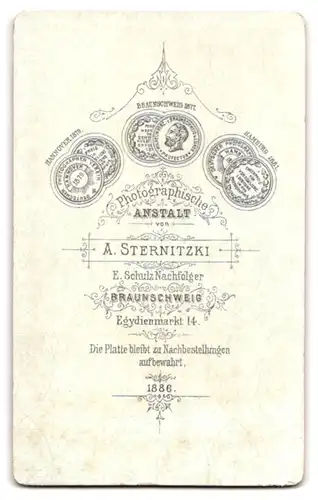 Fotografie A. Sternitzki, Braunschweig, Steinweg 10, Portrait dunkelhaarige Schönheit mit Amulett-Kette