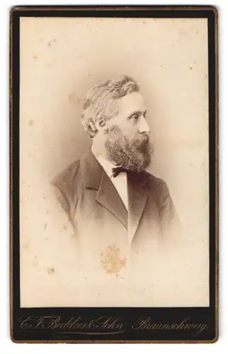 Fotografie C. F. Beddies & Sohn, Braunschweig, Kurstr. 10, Portrait stattlicher Herr mit Vollbart