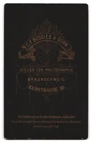Fotografie C. F. Beddies & Sohn, Braunschweig, Kurstr. 10, Portrait stattlicher Herr mit Vollbart