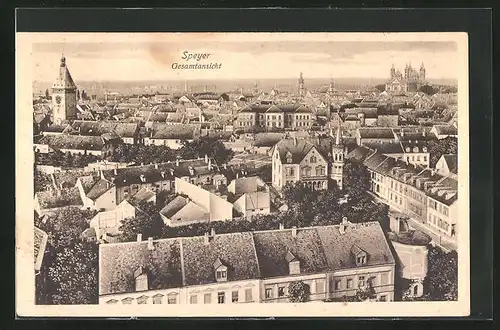 AK Speyer am Rhein, Gesamtansicht aus der Vogelschau