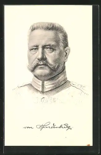 Künstler-AK Generaloberst Paul von Hindenburg im Portrait