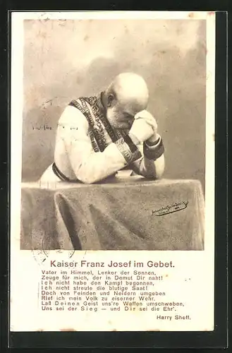 AK Kaiser Franz Josef I. von Österreich beim Gebet
