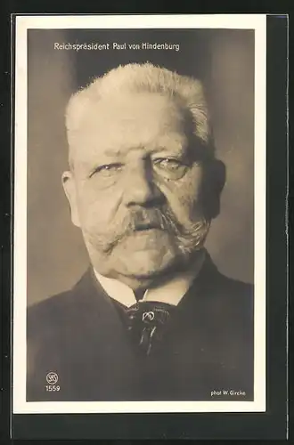 AK Portrait des Reichspräsidenten Paul von Hindenburg