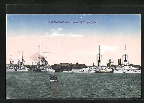 AK Blick auf den Ausrüstungshafen in Wilhelmshaven