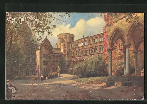 Künstler-AK Heinrich Hoffmann: Heidelberg, im Schlosshof