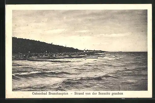 AK Brunshaupten / Ostsee, Strand von der Seeseite gesehen