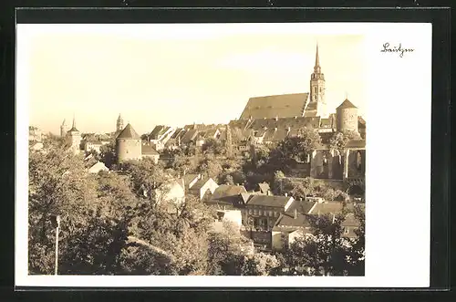 AK Bautzen, Gesamtansicht mit Kirche