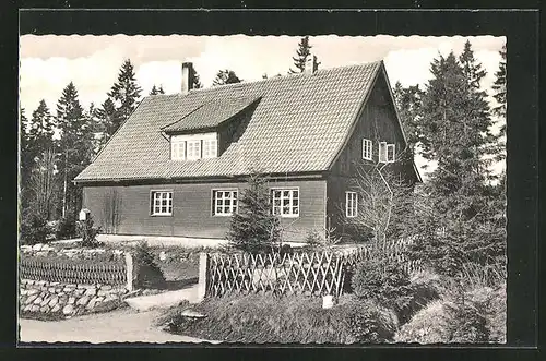 AK Braunlage / Harz, Hummel.Maas-Hütte am Oderteich