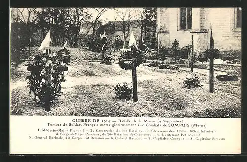 AK Tombes de Soldats Francais morts aux Combats de Sompius, Kriegsgräber