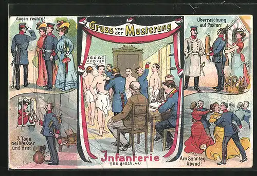 AK Gruss von der Musterung, Dienst bei der Infanterie