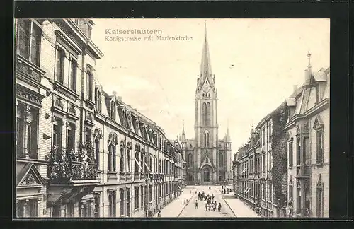 AK Kaiserslautern, Königstrasse mit Marienkirche