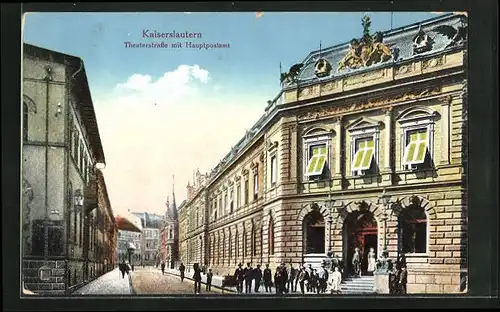AK Kaiserslautern, Theaterstrasse mit Hauptpostamt