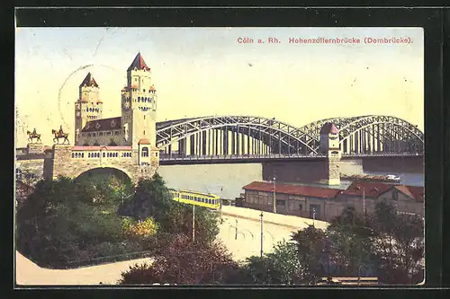 AK Köln a. Rhein, Partie an der Hohenzollernbrücke