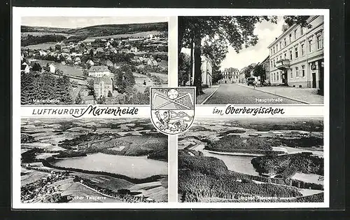 AK Marienheide im Oberbergischen, Hauptstrasse, Lingese und Brucher Talsperre, Wappen