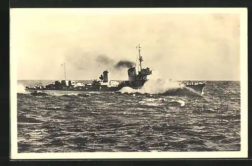 AK Zerstörer der Kriegsmarine in der Nordsee